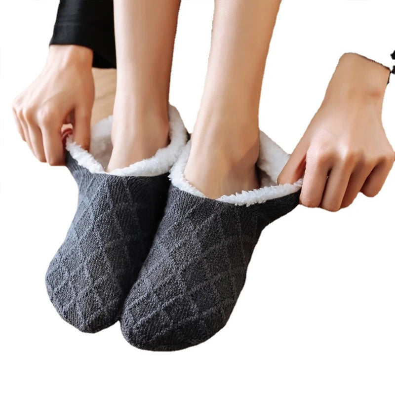 Women Winter Warm Thick Socks Anti Slip Home Floor Carpet Fuzzy Socks Lamb Wool Velvet Solid Colors Indoor Sleep Slippers Socks