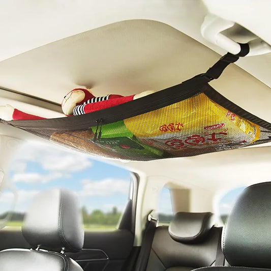 Car Roof Storage Net Durable Adjustable Hanging Organizer Bag for Vehicle Trunk Cabin Accessories Universal Fit