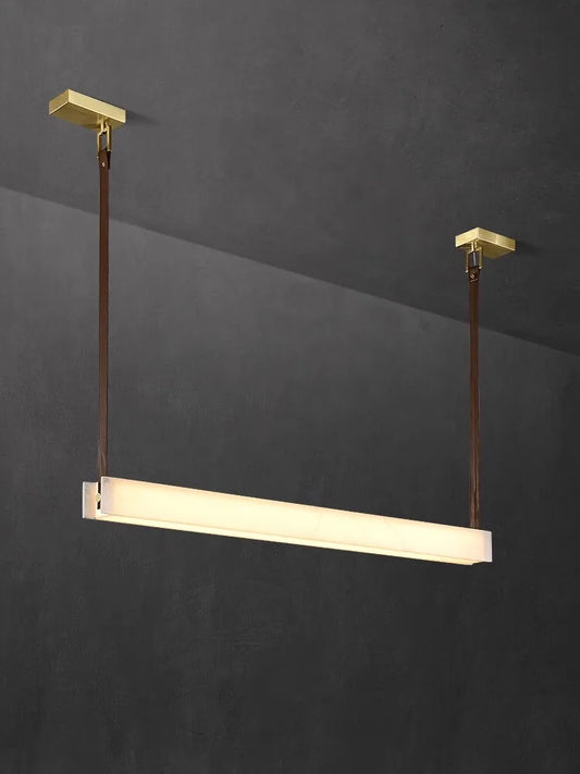 LED Light Luxury Leather Long Spanish Marble Pendant Light for lustre Living Room Recessed Decorative Lighting Ceiling Fixtures.