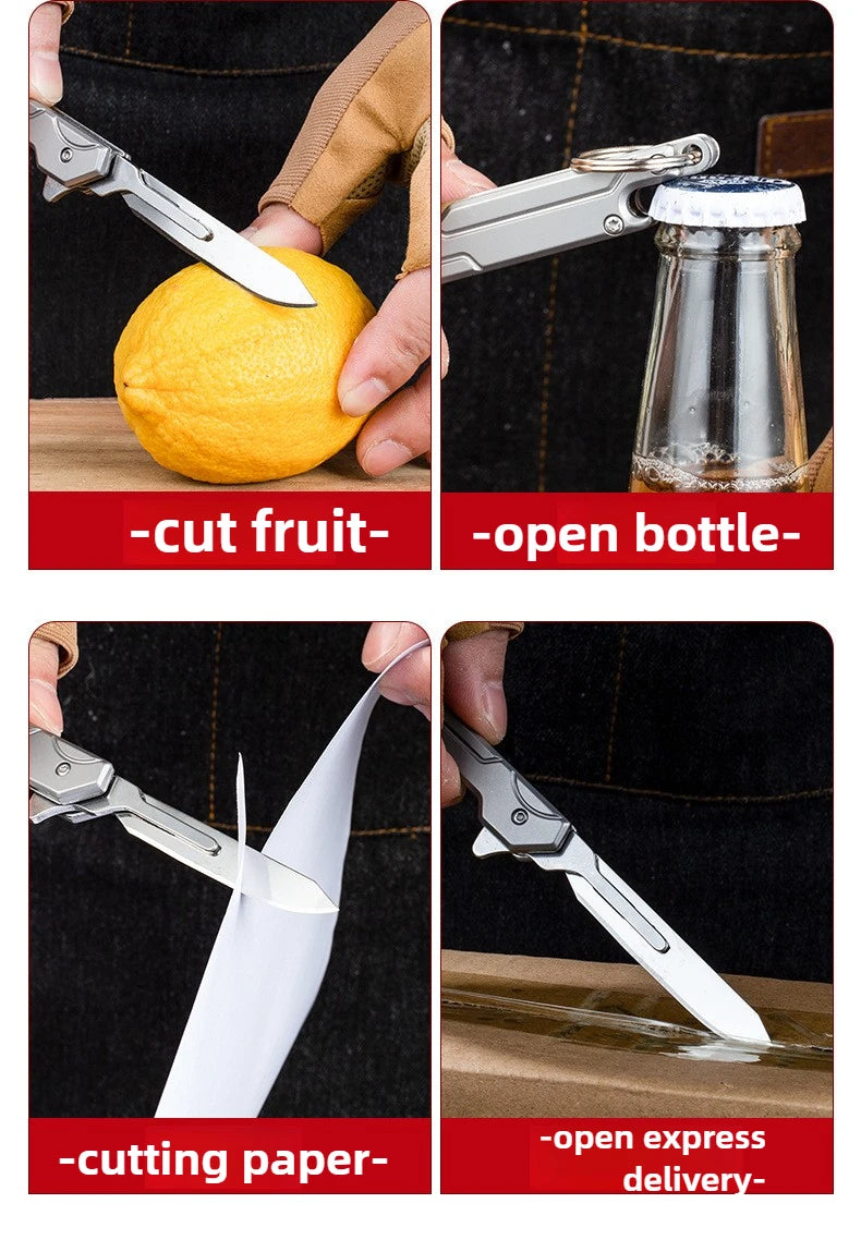 Outdoor Small Tool, All Steel Handle, Manual Knife, Unboxing and Paper Cutting Knife, Titanium Alloy Folding Knife, Cutting Tool