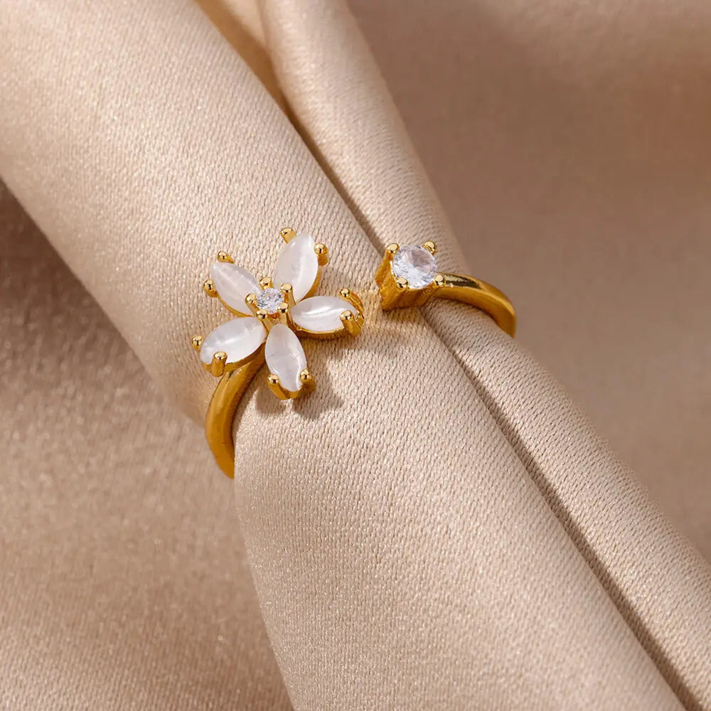 Opal Flower Gold Filled Rings (dainty)