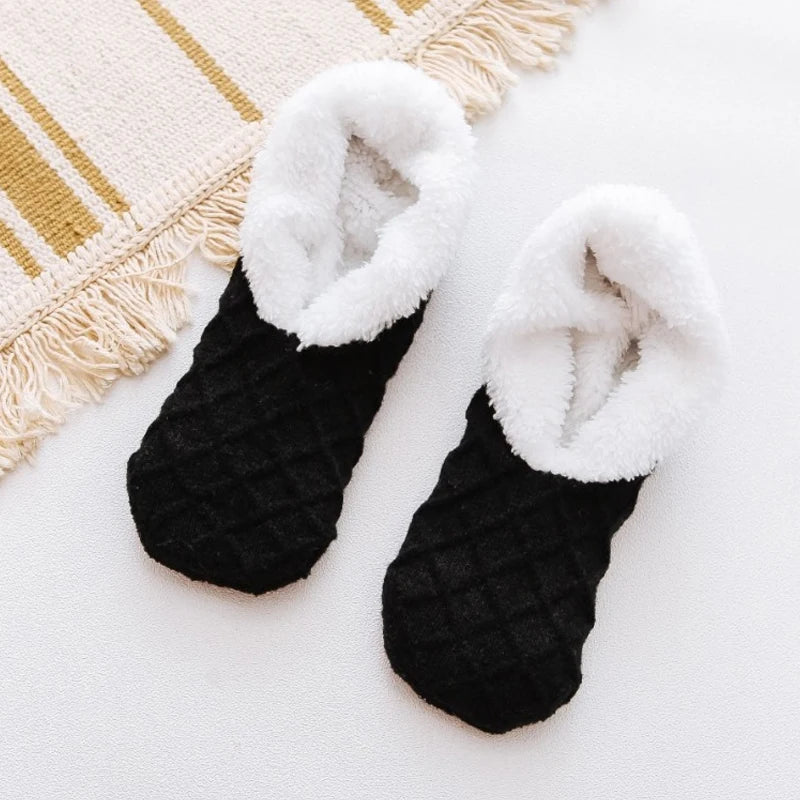 Women Winter Warm Thick Socks Anti Slip Home Floor Carpet Fuzzy Socks Lamb Wool Velvet Solid Colors Indoor Sleep Slippers Socks