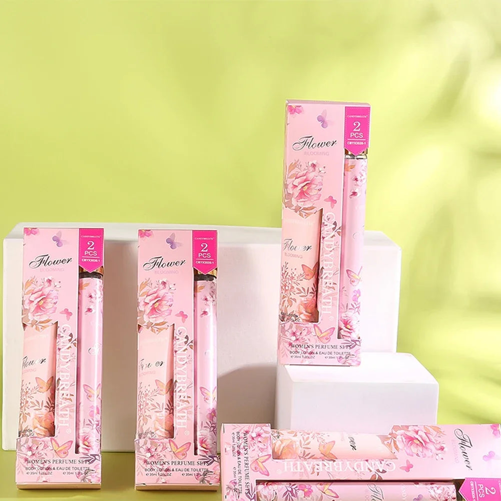 2pcs/set  Long Lasting Fragrance Moisturizing Body Cream Christmas Women's Body Lotion Plant Fruit Scent Fragrance Body Mist