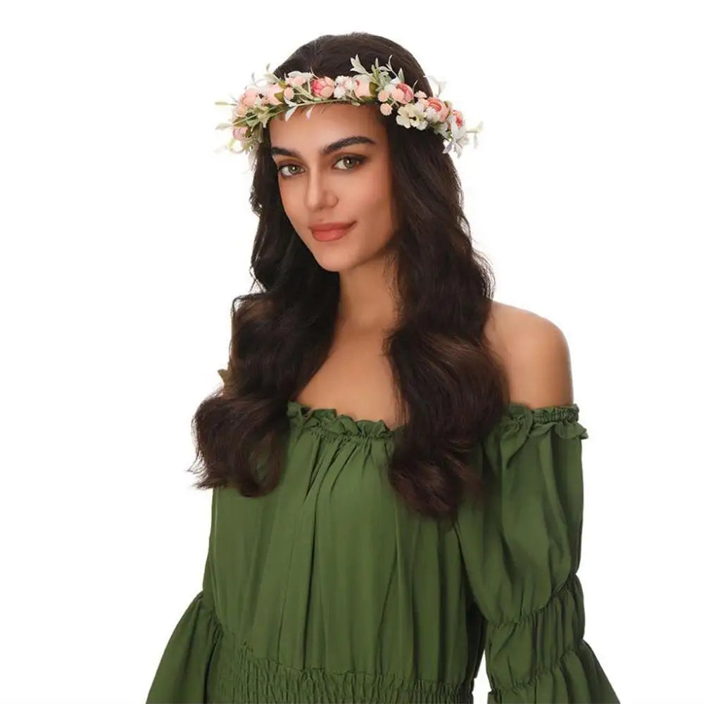 Costume Cosplay Fairy Flower Leaf Headbands Photoshoot Simulated Elven Princess Tiara Black Flower Antler Crown for Women Girls