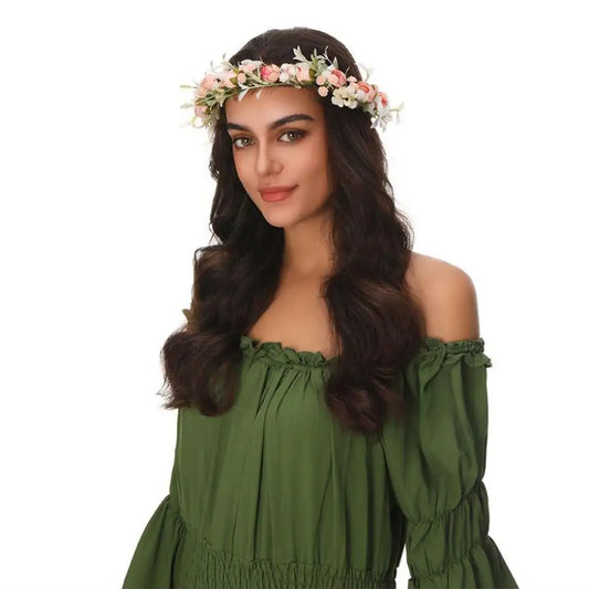 Costume Cosplay Fairy Flower Leaf Headbands Photoshoot Simulated Elven Princess Tiara Black Flower Antler Crown for Women Girls