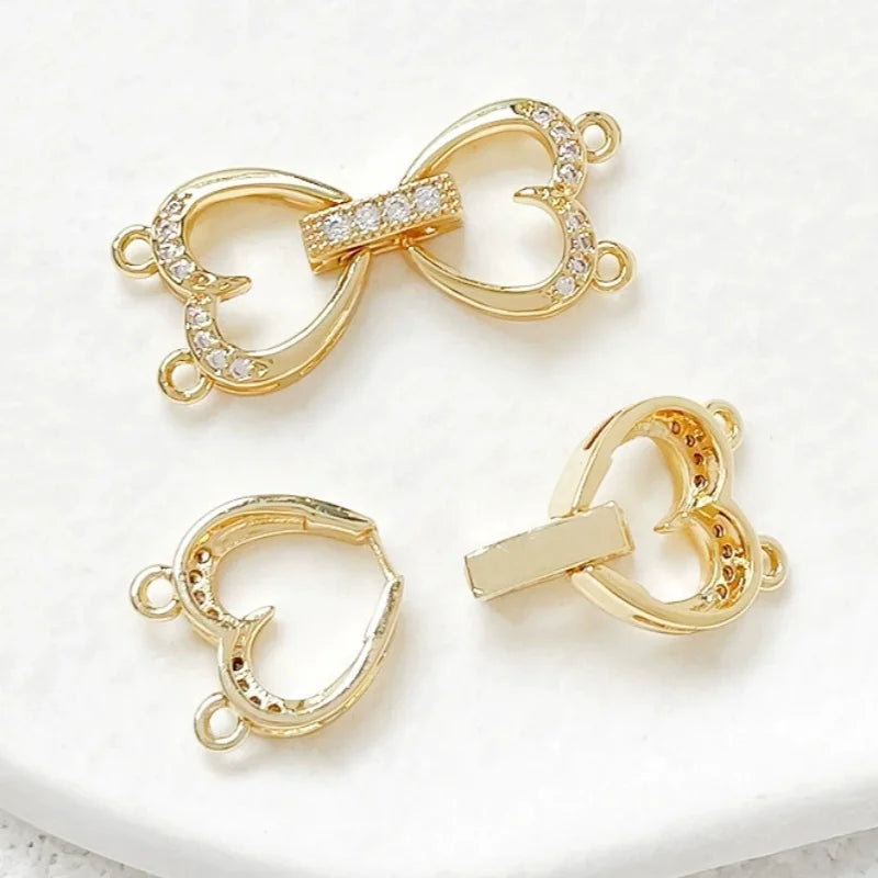 1 Piece Jewelry Making Connecting Buckle Accessories Heart-shaped Double Circle DIY Pearl Necklace Bracelet Multifunctional Lock