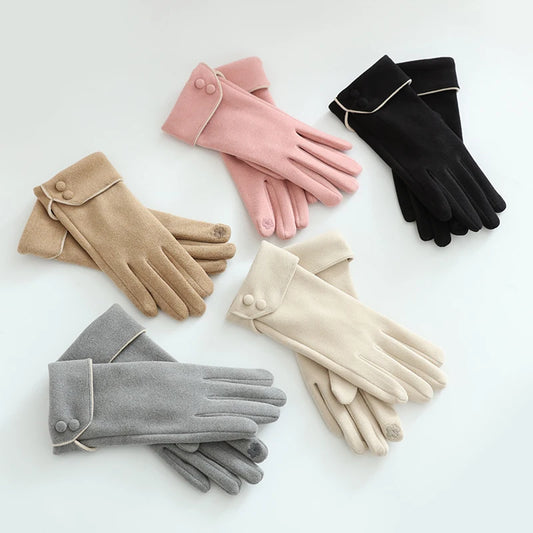 1 Pair of Women's Warm Gloves Suitable for Women, with Fleece Lining, Windproof and Cold-Resistant, Available in Multiple Colors, Elegant and Stylish Gloves