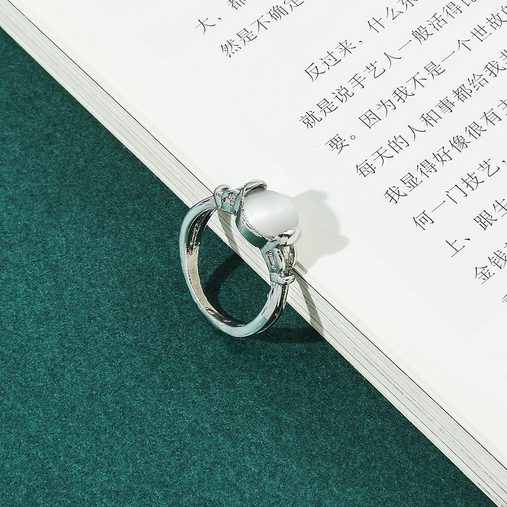 Twilight Saga Bella Ring Fashion Silver Plated Opals Rings Simple Classic Movie Film Jewelry For Women Finger Accessories