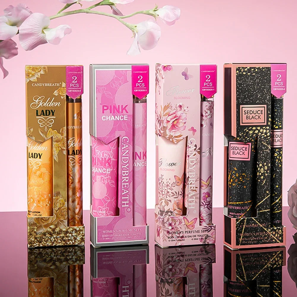 2pcs/set  Long Lasting Fragrance Moisturizing Body Cream Christmas Women's Body Lotion Plant Fruit Scent Fragrance Body Mist