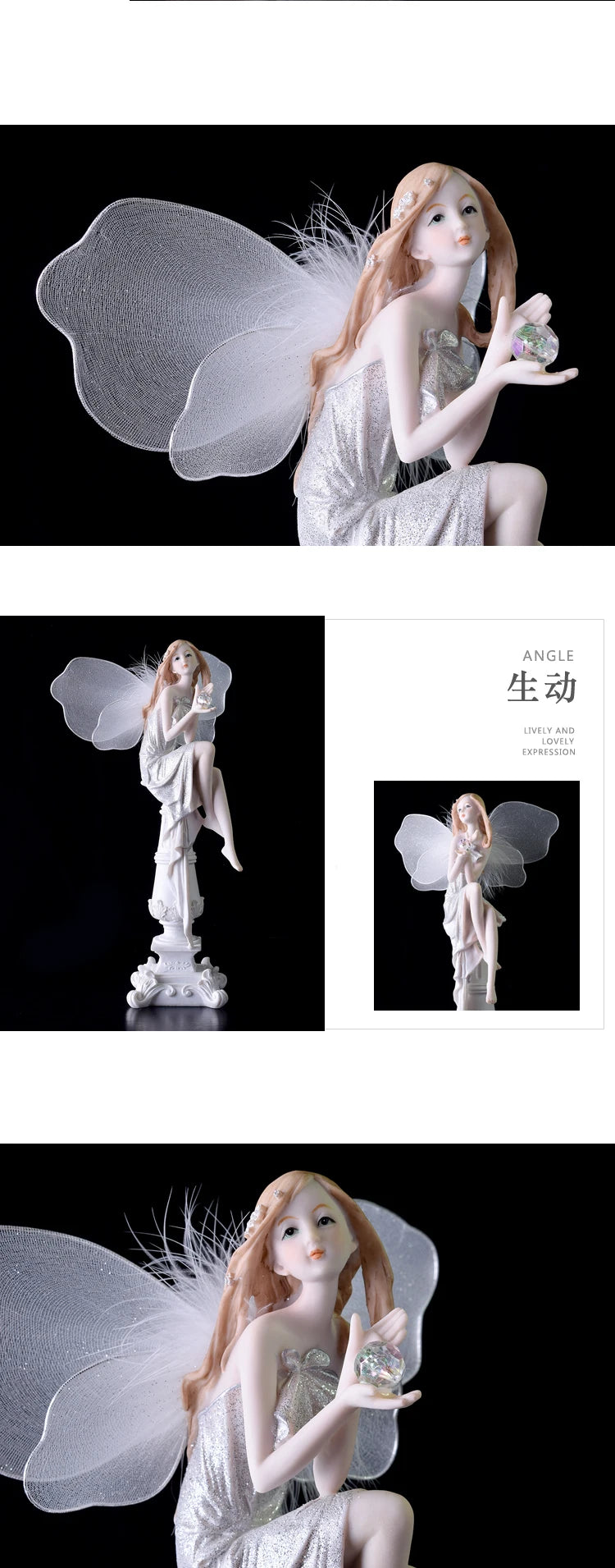 Fairy Beauty Angel Ornaments Resin Doll Cute Girl Wedding Gift Decorative Home Accessories Things For Room Decoration