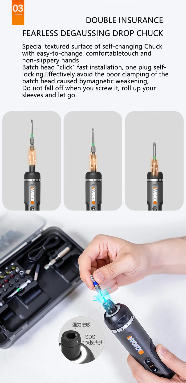 Electrical Screwdriver Set Worx 4V WX242 Smart Cordless Electric Screwdrivers USB Rechargeable Handle 30 Bit Sets Tools