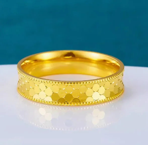 real gold 999 wedding  jewelry fine gold wedding rings for couples 24k pure gold finger ring for lovers