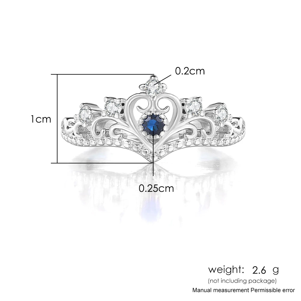 Princess Crown Rings For Teen Girls Women Luxury Hollow Colorful Crystal Beautiful Rings Fashion Jewelry Gift For Girls KBR212
