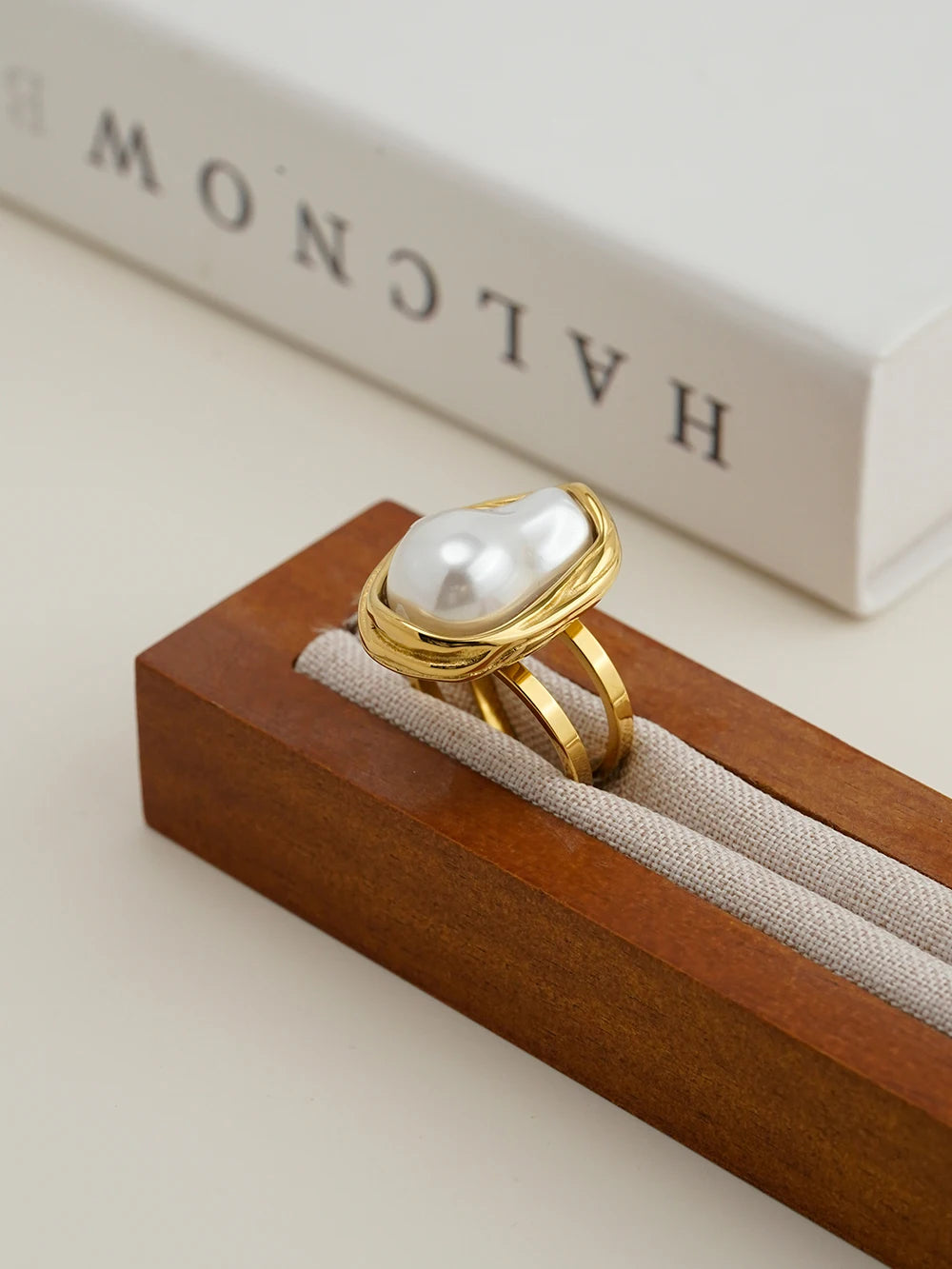 ENFASHION Anillos Mujer Irregular Shape Pearl Open Ring For Women Stainless steel 18K Plated Gold Fashion Jewelry Dating R254507