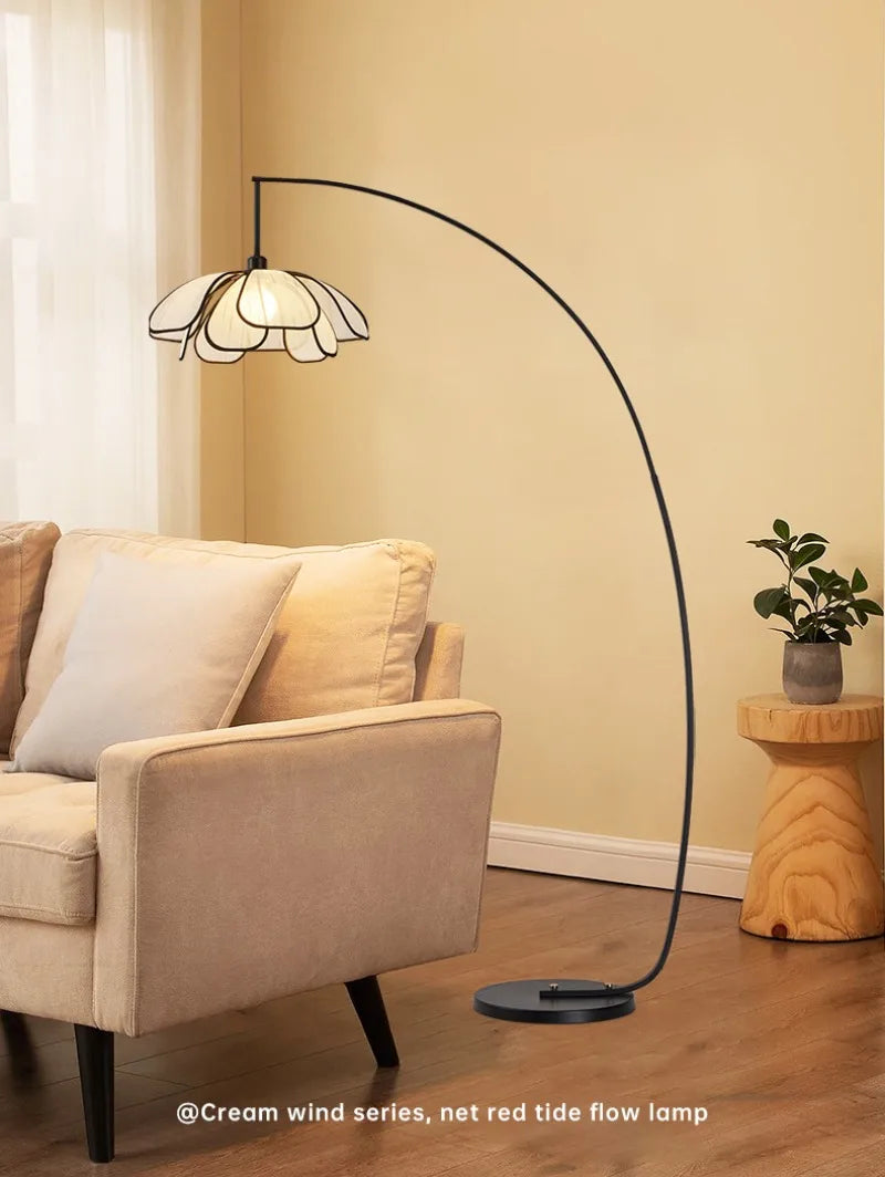 Retro Flower Floor Lamp Japanese Style Living Room Bedroom Fishing Light Modern Luxury Creative Home Decoration Accessories