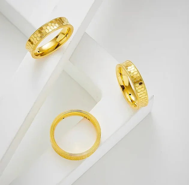 real gold 999 wedding  jewelry fine gold wedding rings for couples 24k pure gold finger ring for lovers