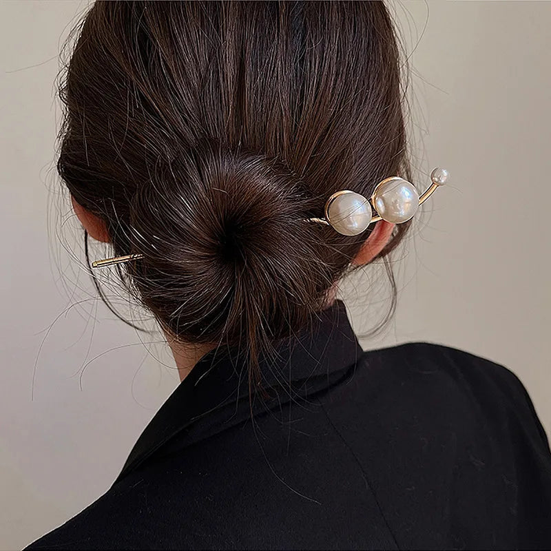 Fashion Women Simulated Pearl Hairpins Metal Barrette Clip Wedding Bridal Tiara Hair Accessories Wedding Hairstyle Design Tools