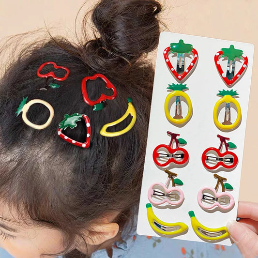 5PCS Kids Fashion Sweet Fruits BB Hairpin Hair Clips Fot Girls Korean Cute Strawberry Bb Hair Pins New Headwear Hair Accessories