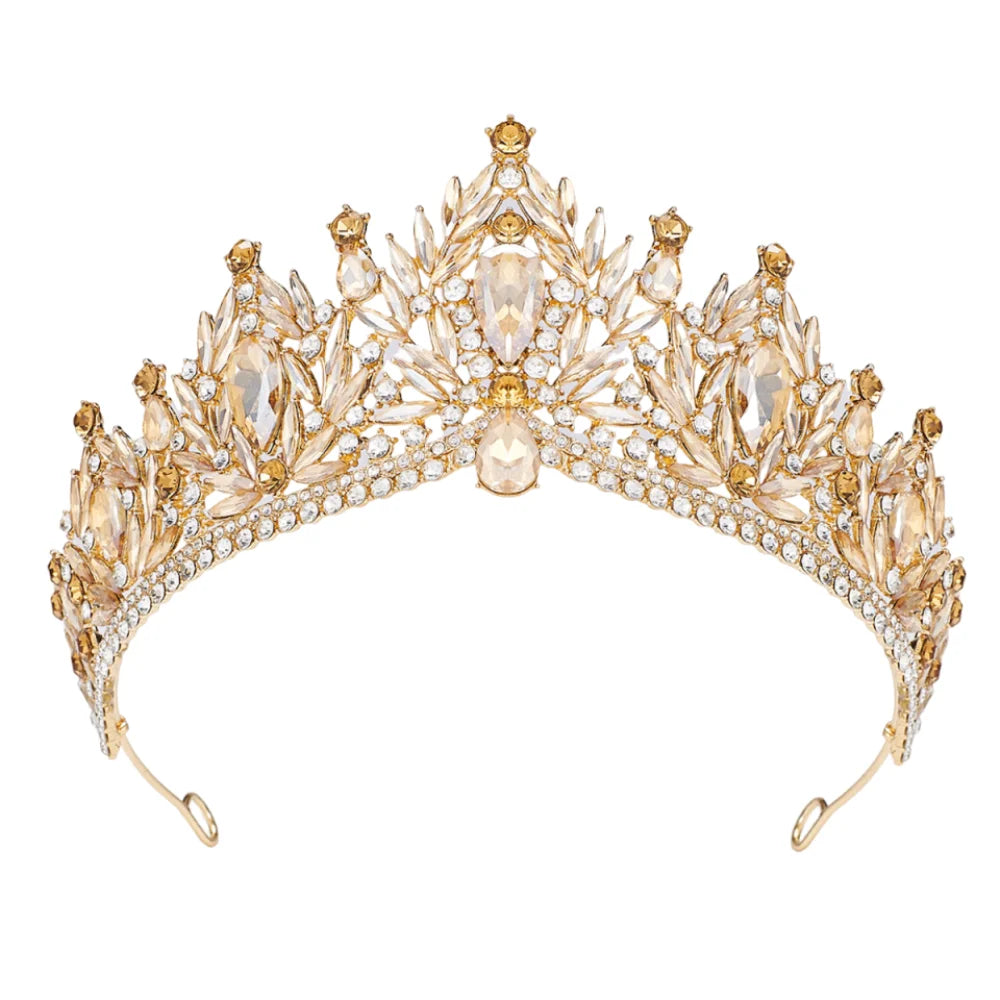 Luxury Baroque Queen Tiaras Elegant Adjustable Alloy Princess Crown European Style Dazzling Bridal Headwear Birthday Party