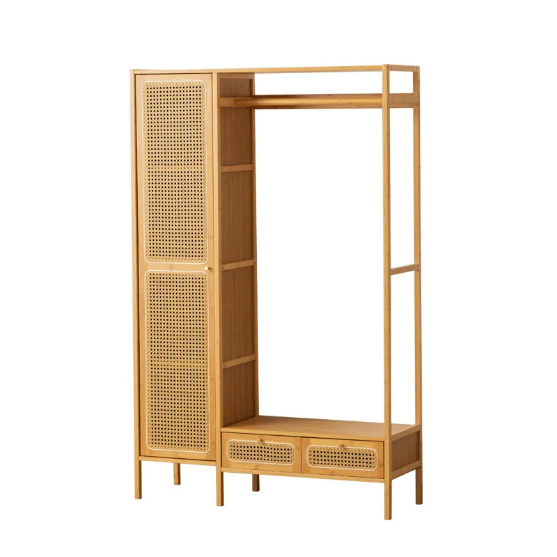 Display Wardrobe Single Sliding Door Wardrobe Closet Clothes Storage Cabinet Bedroom Room Set Wooden Locker Coat Household Items