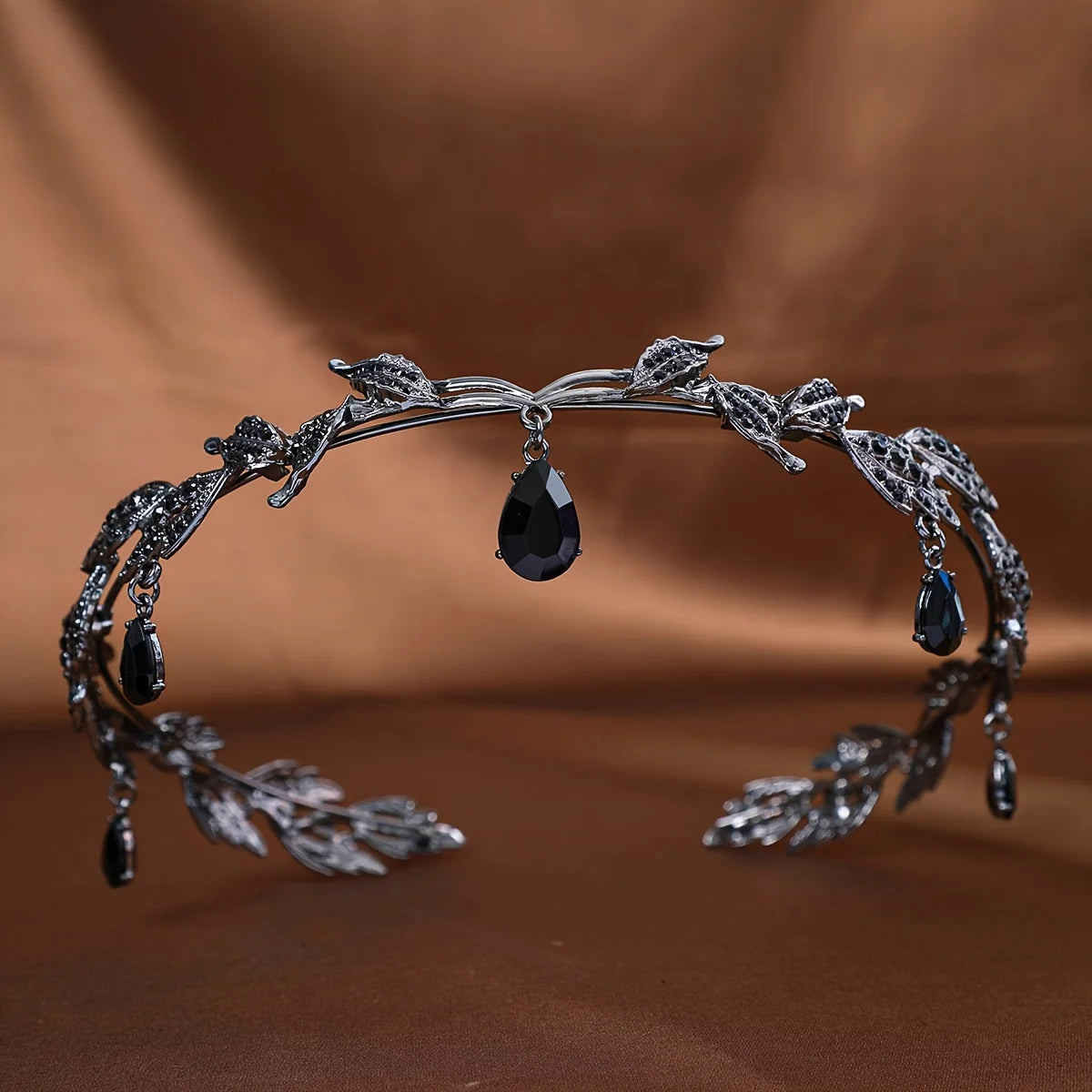 Vintage Fairy Crown Tiaras Crystal Leaves Elf Tiara Bandana Hair Accessories for Women Costume Hair Jewelry