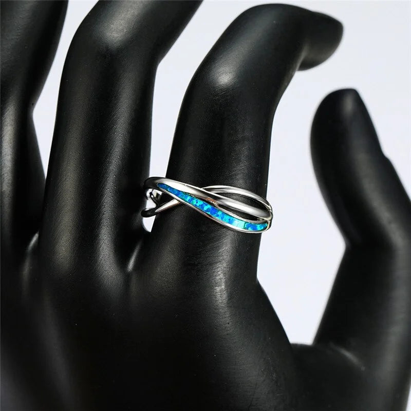 2025 Fashion Women Rings Anniversary Party Girl Gift Cute Blue Imitation Opal Bow Rings for Women Jewelry Accessories