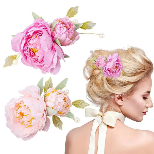 Fashion Cloth Flower Hair Clip Elegant Pearl Floral Hairpin Flower Brooch Hair Barrettes Women Girls Hair Styling Accessories