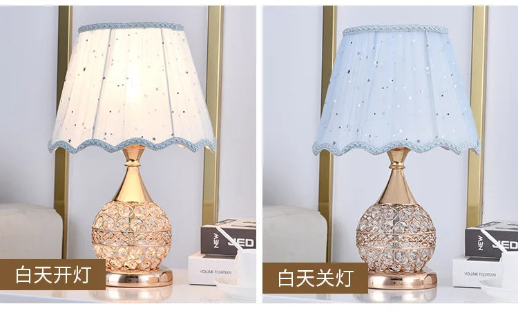 European-Style Crystal Table Lamp Ins Simple Modern Bedroom Warm Romantic Fashion Creative Decorative Bedside Lamp
