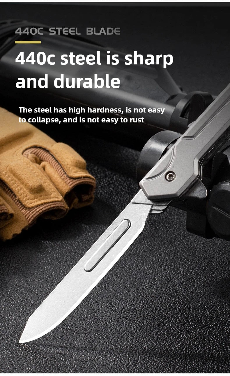 Outdoor Small Tool, All Steel Handle, Manual Knife, Unboxing and Paper Cutting Knife, Titanium Alloy Folding Knife, Cutting Tool