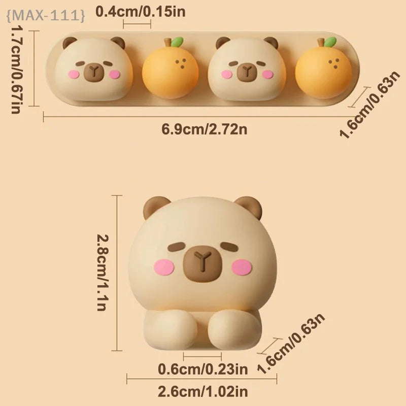 Portable Punch-Free Silicone Cable Organizer - Capybara Cartoon Cable Winder for Data & Charging Cable Storage