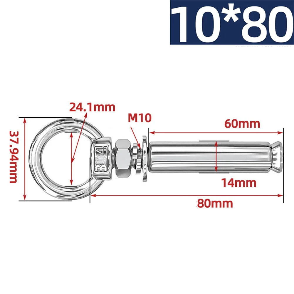 Eye Screws 304 Stainless Steel Construction Sites 100mm 15 Sizes Available Complete Size Range Lengthened Design