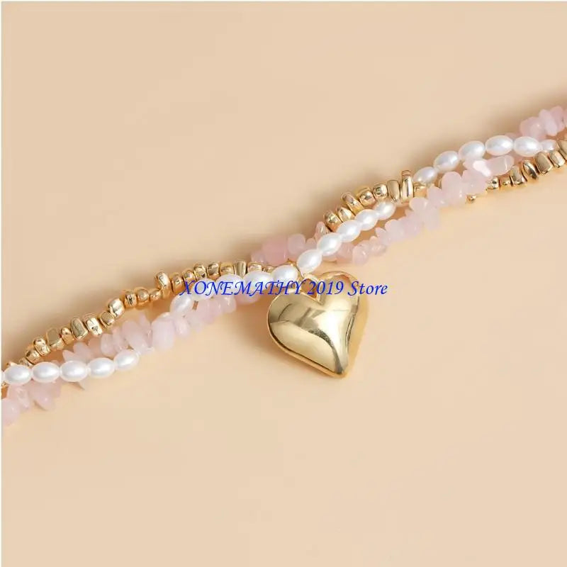 F42F Stylish Beads Necklace Elegant Neck Chain Multilayer Necklace Women Fashion Accessories Suitable for Fashionable Ladies