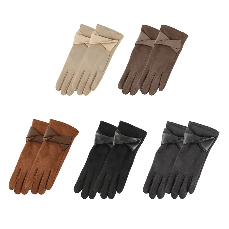 Winter gloves for women suede cold-proof and warm gloves for women plus velvet thickened gloves touch screen gloves