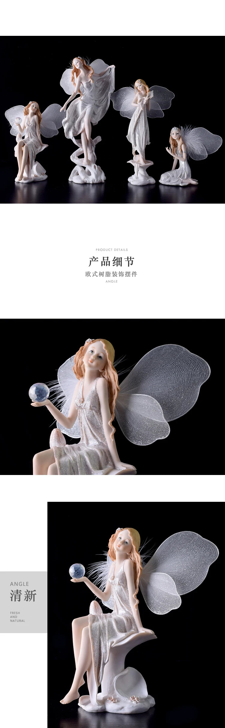 Fairy Beauty Angel Ornaments Resin Doll Cute Girl Wedding Gift Decorative Home Accessories Things For Room Decoration