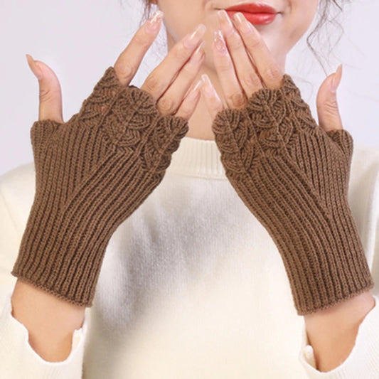 Women Knitted Warm Half Gloves Autumn Winter Fingerless Gloves Arm Sleeve Girls Fashion Casual Accessories Mittens