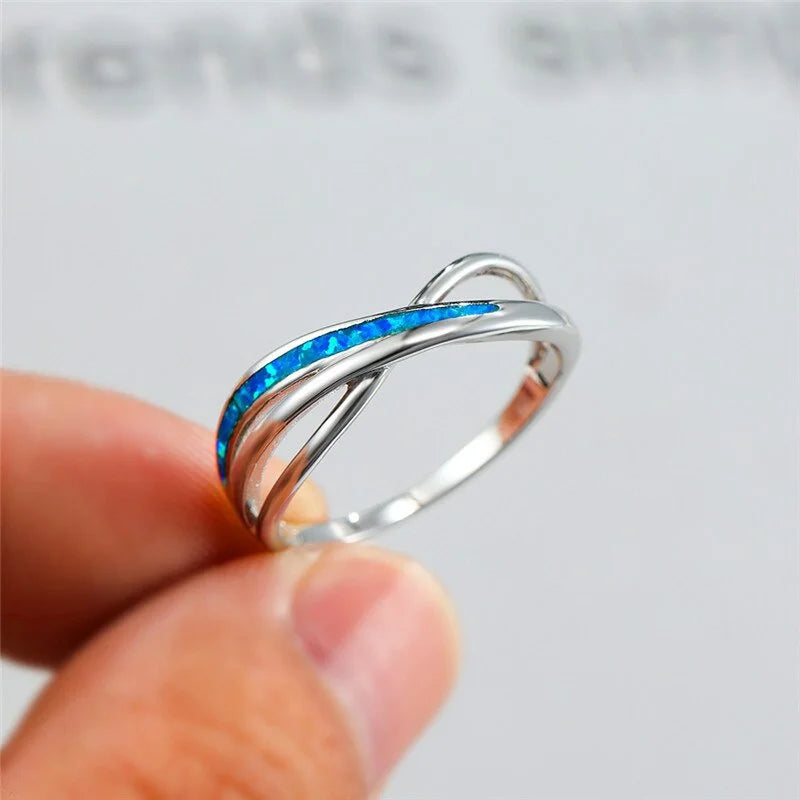 2025 Fashion Women Rings Anniversary Party Girl Gift Cute Blue Imitation Opal Bow Rings for Women Jewelry Accessories