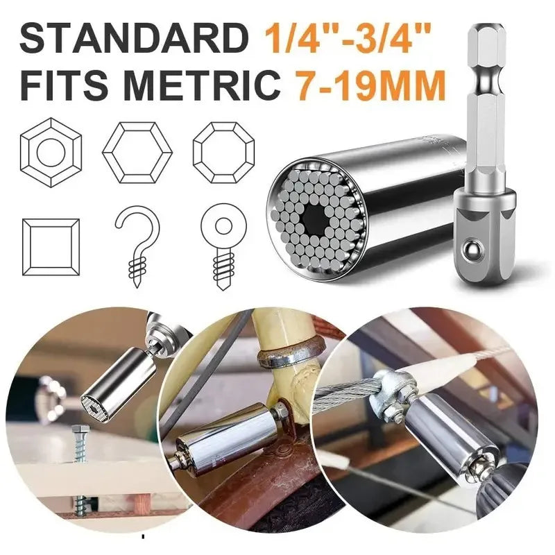 Universal Socket Wrench Torque Head Set Ratchet Super Sleeve Gadget Power Drill Adapter Magic Grip Spanner Key Multifunctional
