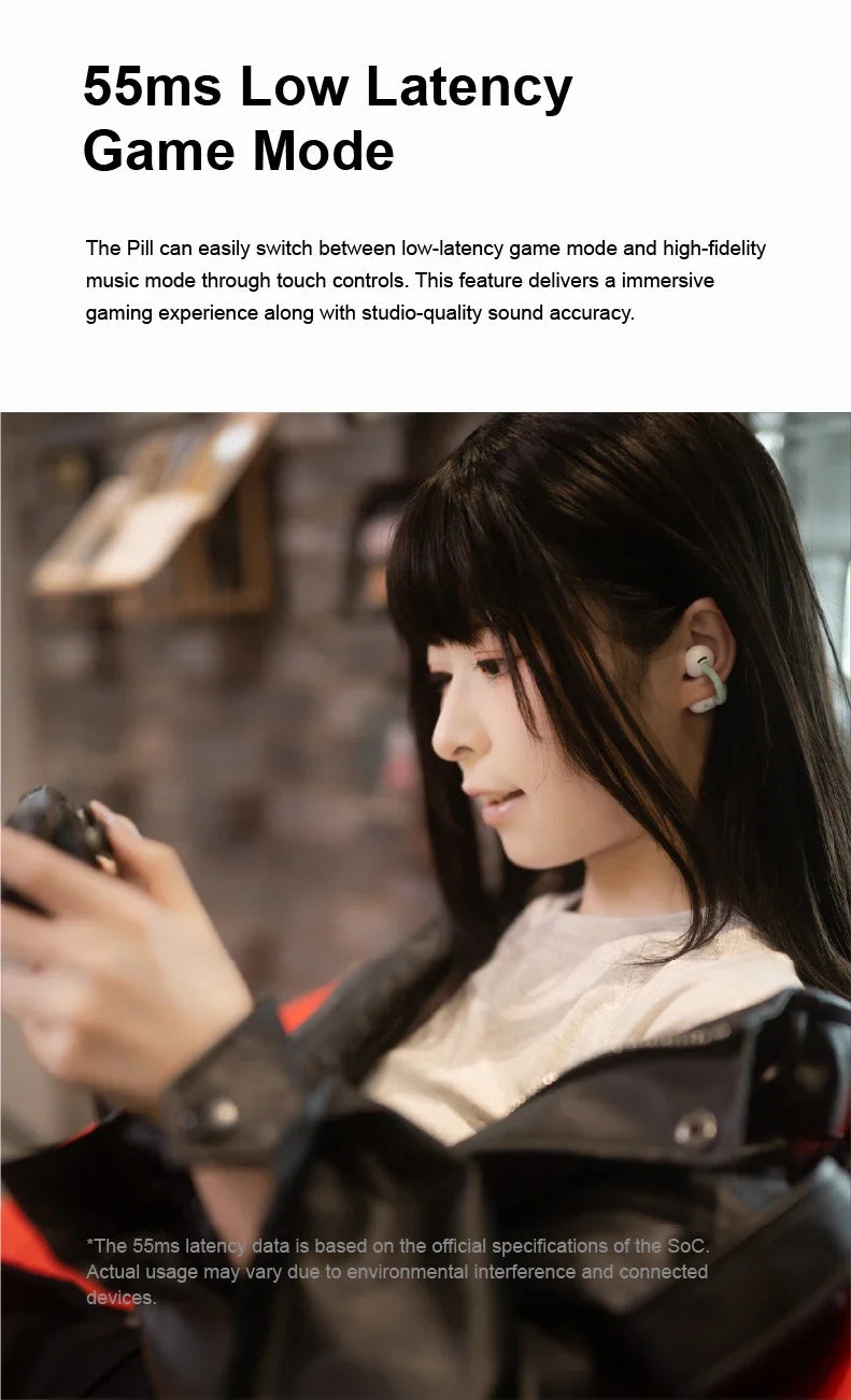 MOONDROP PILL Open Ear Headphones Bluetooth 6.0 OWS Hanging Earphones IPX4 Open Ear Clip Wireless Earbuds Built-in AI ENC MD-0WS