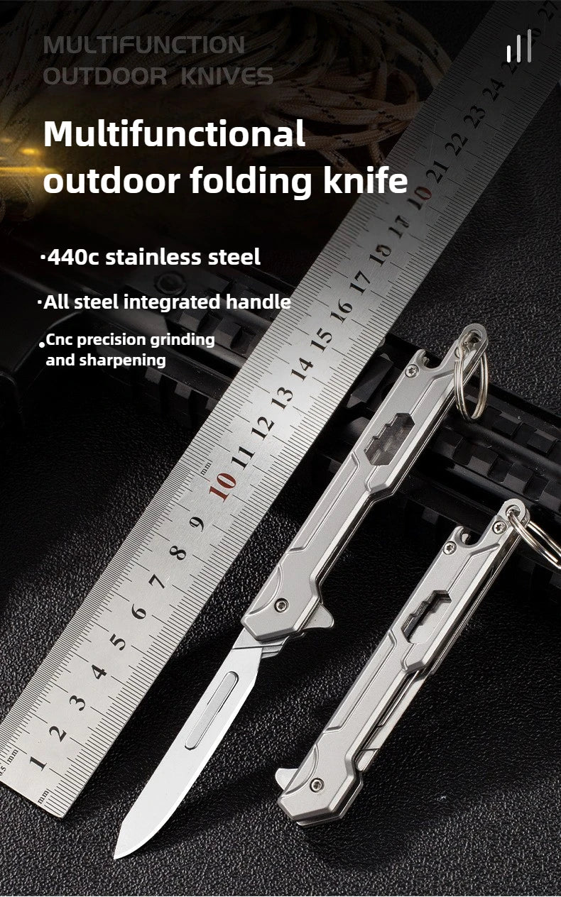 Outdoor Small Tool, All Steel Handle, Manual Knife, Unboxing and Paper Cutting Knife, Titanium Alloy Folding Knife, Cutting Tool