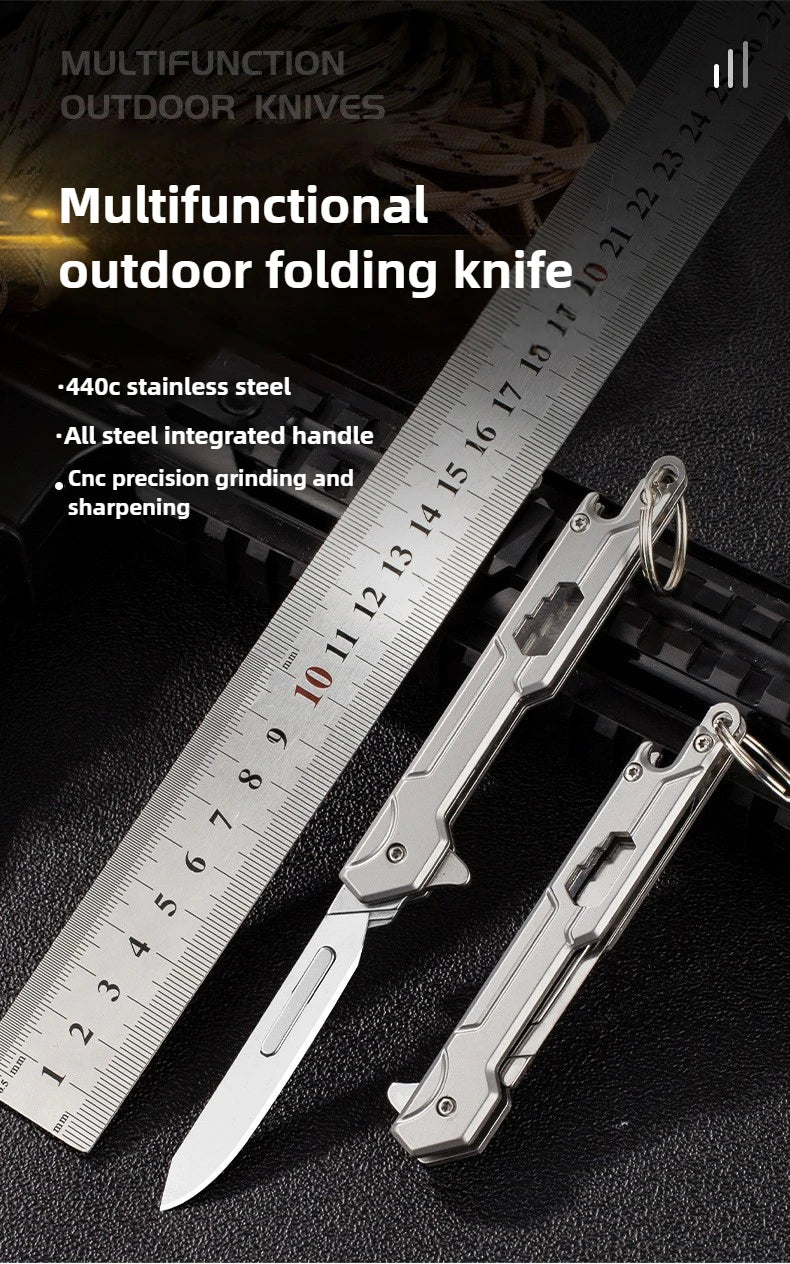 Outdoor Small Tool, All Steel Handle, Manual Knife, Unboxing and Paper Cutting Knife, Titanium Alloy Folding Knife, Cutting Tool