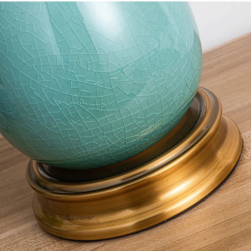 European Style Table Lamp Retro Pastoral Style Ceramic Glass Led Lamp Study Bedroom Decoration Stepless Dimming Bedside Lamp