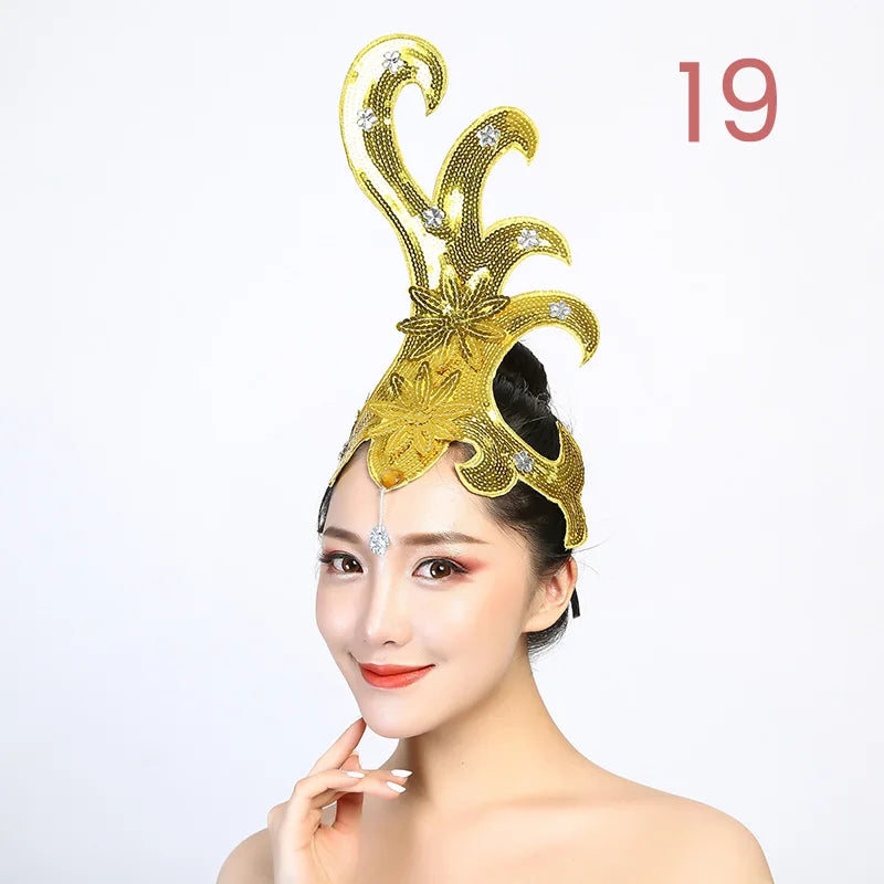Women Yangko Folk Dance Tiara Dance Classical Dance Head Flower Headdress Opening Dance Show Stage Performance Hair Accessories