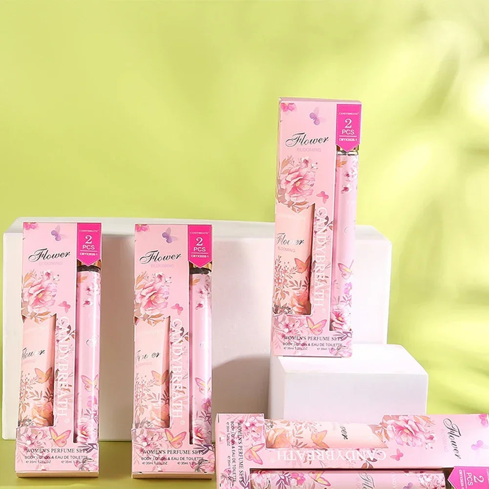 2pcs/set  Long Lasting Fragrance Moisturizing Body Cream Christmas Women's Body Lotion Plant Fruit Scent Fragrance Body Mist