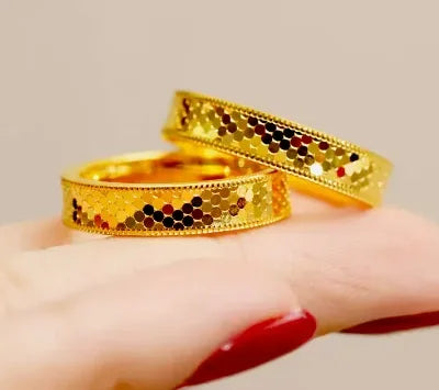 real gold 999 wedding  jewelry fine gold wedding rings for couples 24k pure gold finger ring for lovers