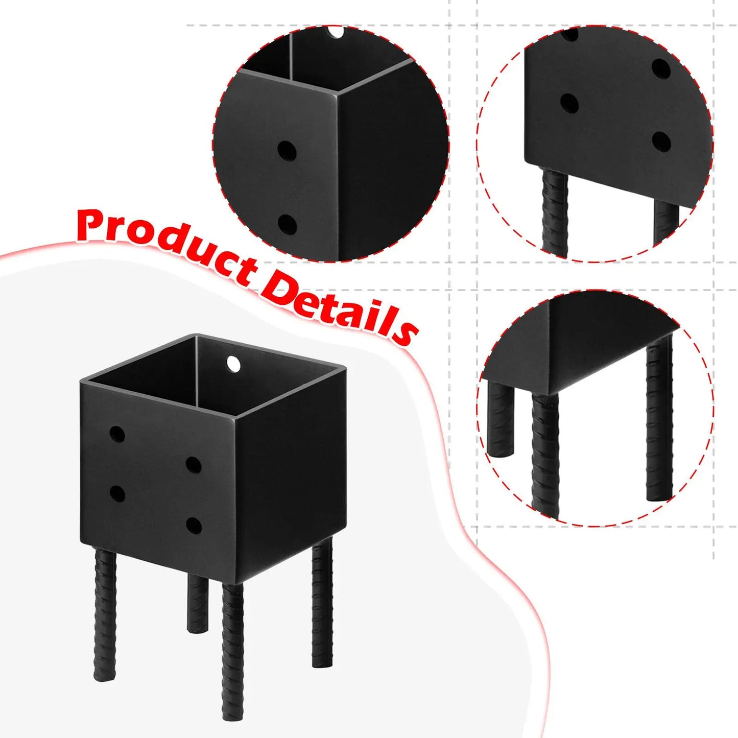 Post Base Heavy Duty for 6x6 Nominal Lumber Ground Spike Fence Post Holder for Terrace Pergola Deck Railings Wood Gazebo Fences
