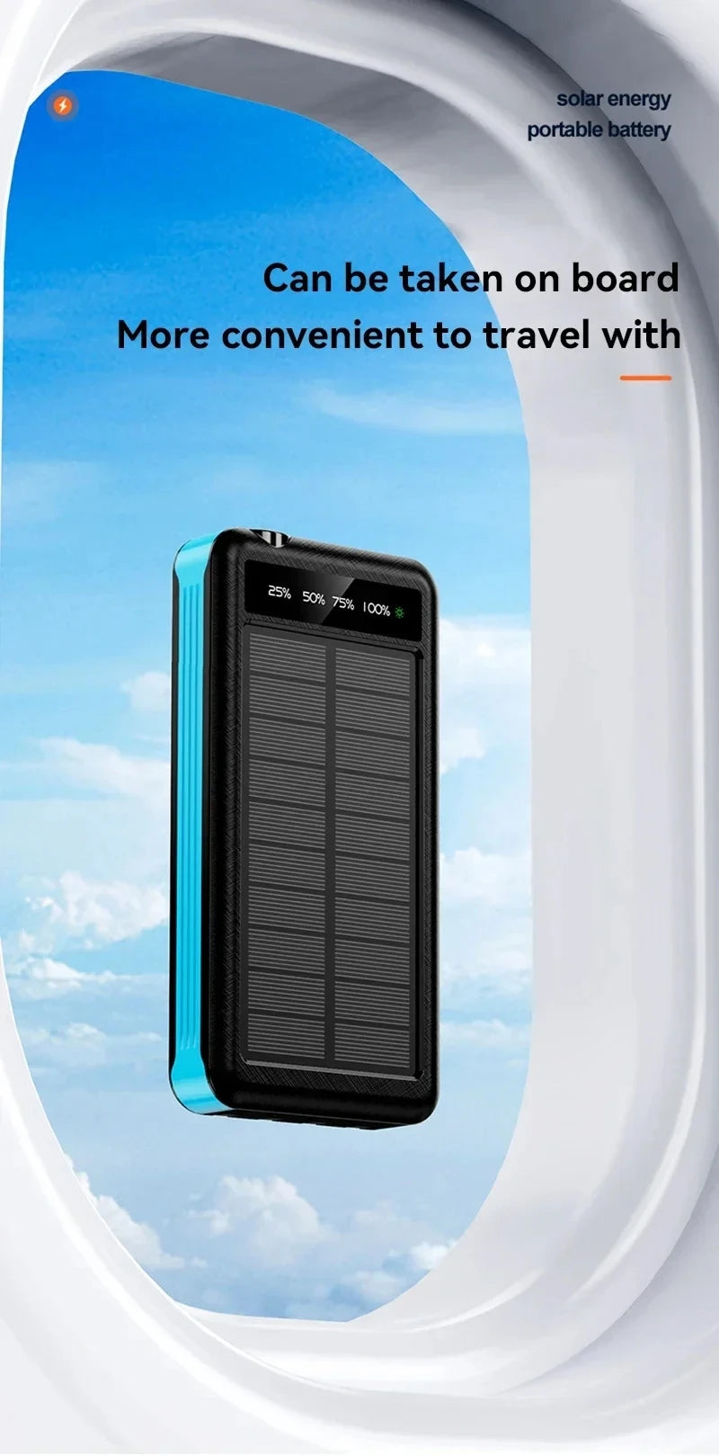 ONEPLUS 50000mAh Solar Power Bank Wireless Fast Charging Battery Large Capacity Mobile Power Dual USB 4 Cables For iPhone Samsun