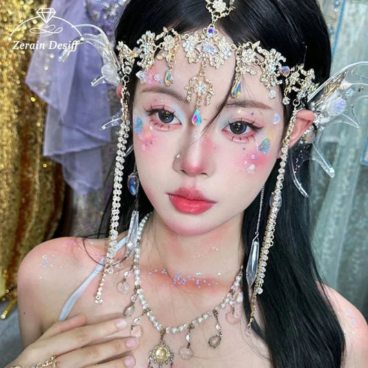 Super Fairy Headpiece Mermaid Exotic Butterfly Handmade Jewelry Hair Accessories for Women Tiara