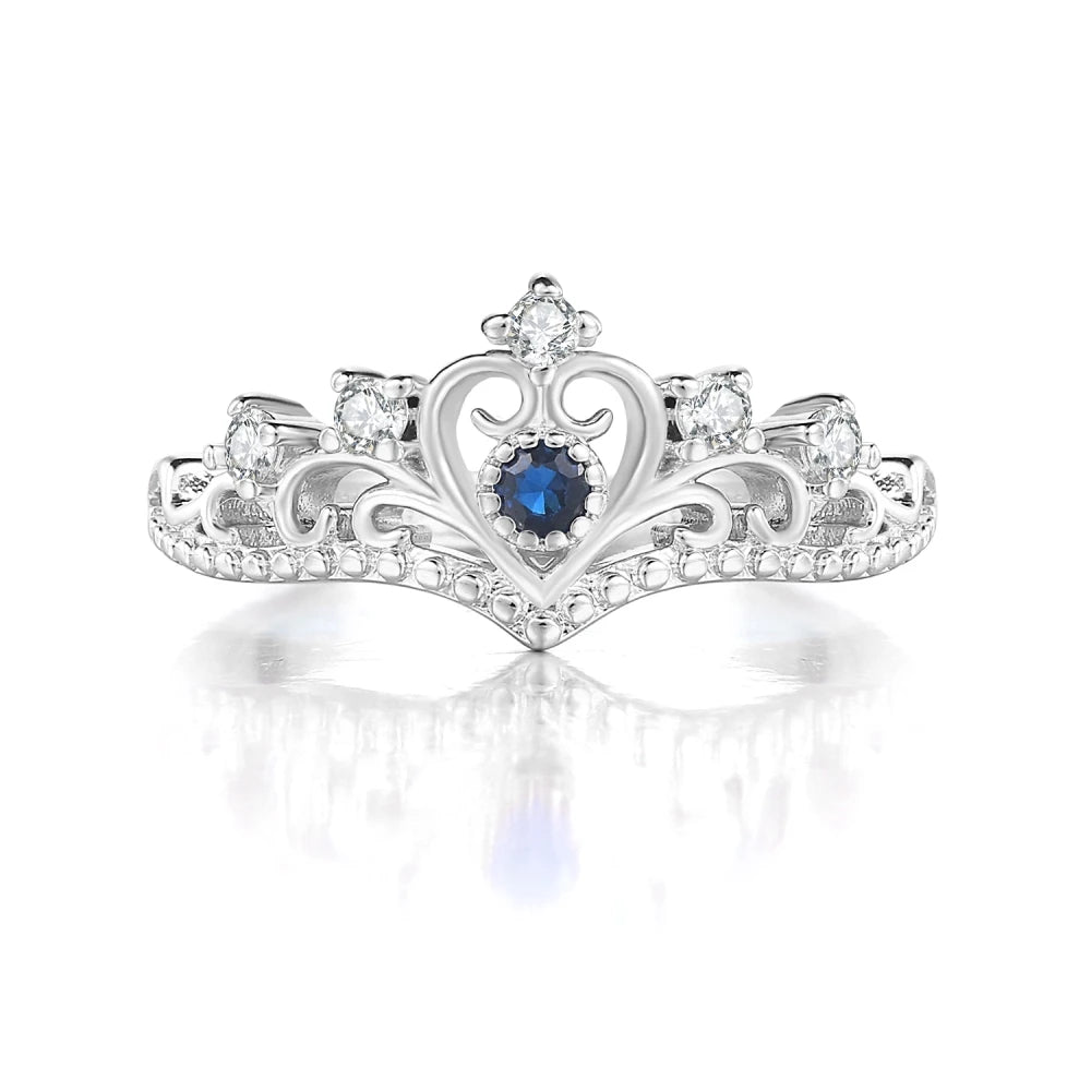 Princess Crown Rings For Teen Girls Women Luxury Hollow Colorful Crystal Beautiful Rings Fashion Jewelry Gift For Girls KBR212