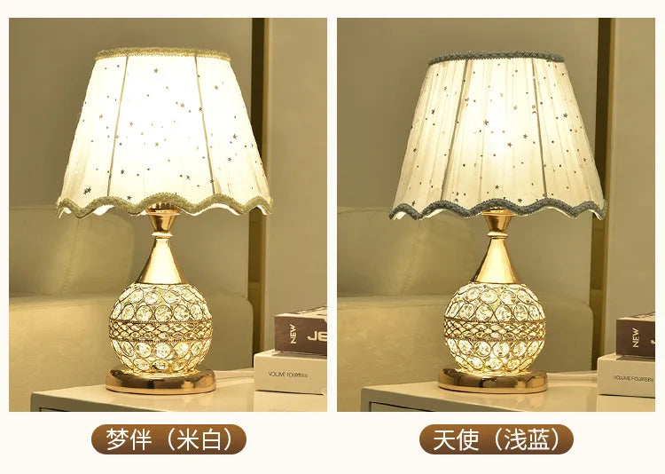 European-Style Crystal Table Lamp Ins Simple Modern Bedroom Warm Romantic Fashion Creative Decorative Bedside Lamp