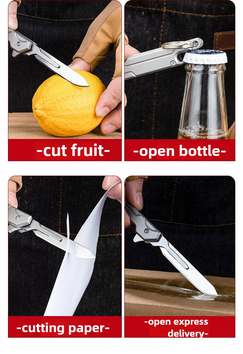 Outdoor Small Tool, All Steel Handle, Manual Knife, Unboxing and Paper Cutting Knife, Titanium Alloy Folding Knife, Cutting Tool